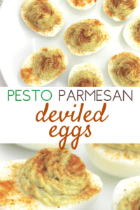 pesto parmesan deviled eggs appetizer