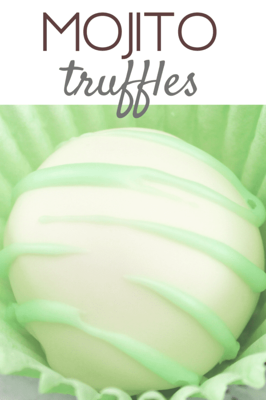 Mojito Truffles Peppermint Lime White Chocolate Ganache These no bake soft truffles are made with sweet white chocolate ganache. Delicious for Christmas, parties, baby or bridal showers, brunch. Easy truffles that are fresh and flavorful dessert with green design. #easytrufflerecipe #truffledessert #nobaketruffles #mojitodessert #mojito #limedesserts